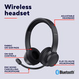Trust Ayda Draadloze ENC Pc-headset on-ear  Zwart, Bluetooth, noise cancelling microfoon, tot 24 uur batterij