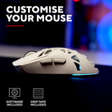 Trust GXT 932W Volyx Ultralichte Draadloze Gaming Muis Wit, 12.000 DPI, 2.4GHz / Bluetooth / USB, RGB