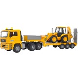 bruder MAN met dieplader en JCB 4CX graaflaadmachine Modelvoertuig 02776