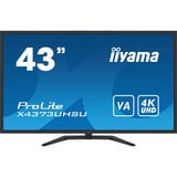 iiyama ProLite X4373UHSU-B1 43" 4K Ultra HD Public Display Zwart, 4K Ultra HD, HDMI, DisplayPort, USB, Audio 