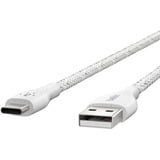 Belkin DuraTek Plus USB-C/ USB-A kabel met leren bandje Wit, 1.2 m