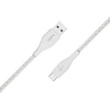 Belkin DuraTek Plus USB-C/ USB-A kabel met leren bandje Wit, 1.2 m