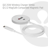 Club 3D CAC-3026 Qi2 25W draadloze oplader Wit, Qi-gecertificeerd, MagSafe-compatibel, magnetisch pad
