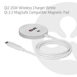Club 3D CAC-3027 Qi2 25W draadloze oplader Wit, Qi-gecertificeerd, MagSafe-compatibel, magnetisch pad