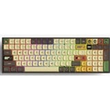 Iqunix F97 Happy Ape Wireless Mechanical Keyboard, gaming toetsenbord Bruin/geel, US lay-out, IQUNIX Moonstone Turbo, RGB leds, 96%, Hot-swappable, PBT, 2.4GHz | Bluetooth 5.1 | USB-C