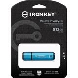 Kingston IronKey Vault Privacy 50 512 GB usb-stick Lichtblauw/zwart, USB-A 3.2 Gen 1