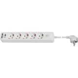 goobay 5-voudige stekkerdoos met I/O-schakelaar en 2 USB-poorten Wit, 5x stekker, 2x USB-A