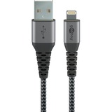 goobay Lightning naar USB-A textielkabel met metalen aansluitingen Grijs/zilver, 2 meter