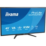 iiyama ProLite X4373UHSU-B2 42.5" 4K Ultra HD monitor Zwart (mat), 1x DisplayPort, 2x HDMI, 3x USB-C, 2x USB-A, HDMI, DisplayPort, USB-C