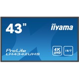 iiyama Prolite LH4342UHS-B3 43" 4K Ultra HD Public Display Zwart, 4K UHD, VGA, 3x HDMI, DisplayPort, Audio, Android