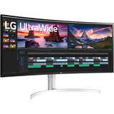 LG 38WN95CP-W 38" Curved UltraWide monitor Zwart/wit, WQHD, HDMI, DisplayPort, Thunderbolt, Audio, AMD FreeSync