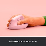 Logitech Lift Vertical Ergonomische Muis Roze, Bluetooth, 4000 DPI