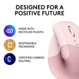 Logitech Lift Vertical Ergonomische Muis Roze, Bluetooth, 4000 DPI