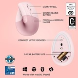 Logitech Lift Vertical Ergonomische Muis Roze, Bluetooth, 4000 DPI