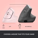 Logitech Lift Vertical Ergonomische Muis Roze, Bluetooth, 4000 DPI