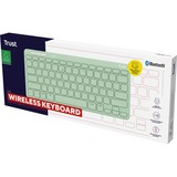 Trust Lyra Compact draadloos toetsenbord Groen, US lay-out, Scissor, 2,4 GHz USB, Bluetooth, 65%