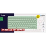 Trust Lyra Compact draadloos toetsenbord Groen, US lay-out, Scissor switches, 2,4 GHz USB, Bluetooth, 65%