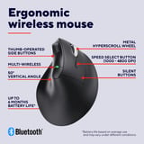 Trust Vyran Ergonomische Muis Verticaal Hyperscrollwiel  Zwart, 1000-4800 Dpi, 2.4GHz USB-A (USB-C), 2x Bluetooth