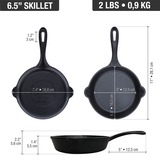 Victoria Skillet 16,5 cm, Seasoned bak-/braadpan Zwart, Color packaging