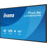 iiyama ProLite LH4364UHS-B1AG 43" 4K Ultra HD Public Display Zwart, HDMI, LAN, WiFi, Audio, USB, Android 14