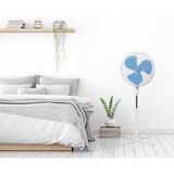 Bestron ASV45W Statiefventilator Wit/blauw, Ø 45cm | in hoogte verstelbare telescoopstang tot 122 cm