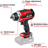 EINHELL Accu Slagschroefmachine IMPAXXO 18/400 slagmoersleutel Rood/zwart, Accu en lader niet inbegrepen