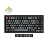 Keychron V1W-D4 8K QMK Wired Custom Mechanical Keyboard Zwart, US lay-out (QWERTY), Keychron Super Banana, 75%, RGB leds, Double-shot PBT, hot swap, 8K, Knop