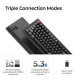 Keychron V3 Ultra 8K Wireless Custom Mechanical Keyboard Zwart, US lay-out (QWERTY), Keychron Silk POM Red, 80% (TKL)	, RGB, Hot swap, 2.4 GHz | Bluetooth 5.3 | USB-C
