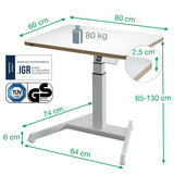 Leitz Ergo Elektrisch Zit-Sta Bureau (80x60 cm) met sta-op herinneringsfunctie tafel Wit
