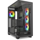 Sharkoon ELITE SHARK CA500 midi tower behuizing Zwart | 2x USB-A | 1x USB-C | RGB | Tempered Glass
