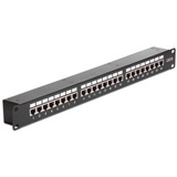 DeLOCK 19-inch patchpaneel met 24 poorten, Cat.6 Zwart, 1 HE