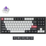 Keychron Q3 HE QMK-M1 RGB mechanisch toetsenbord Zwart, US lay-out (QWERTY), Gateron Double-Rail Magnetic Nebula, 80% (TKL)	, RGB leds, OSA double-shot PBT, hot swap, Knob, 2.4GHz | Bluetooth 5.1 | USB-C