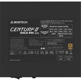 Montech Century II 850W voeding  Zilver, 4x PCIe, 1x 12V-2x6, Kabelmanagement