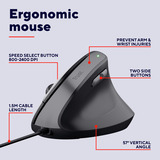 Trust Bayo II Bedrade Ergonomische muis Zwart, 800 dpi - 2400 dpi