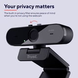 Trust Taxon QHD Webcam Zwart, Autofocus | dubbele microfoon | privacyfilter