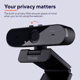 Trust Trust Taxon - QHD Webcam Zwart, Autofocus | dubbele microfoon | privacyfilter