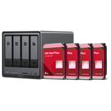 UGREEN DXP4800 Plus incl. 4x WD Red Plus 4 TB harde schijf nas Grijs, 1x 2,5GbE, 1x 10GbE, HDMI, USB-C