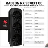 XFX Radeon RX 9070 XT OC Mercury RGB Magnetic Air grafische kaart Zwart, RDNA4, GDDR6, 3x DisplayPort, 1x HDMI 2.1