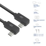 ACT Connectivity USB 3.2 USB-C (links/rechts haaks) naar USB-C (links/rechts haaks) kabel Zwart, 10 Gbit/s, 60W, 1 meter
