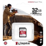 Kingston Canvas React Plus 32 GB SDHC geheugenkaart Zwart, UHS-II U3, Class 10, V90