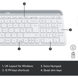 Logitech MK470 Slim Wireless Keyboard and Mouse Combo  desktopset Wit, US-International lay-out (QWERTY), Scissor switches, 100%, 1000 dpi