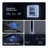 UGREEN DH4300 Plus incl. 4x WD Red Plus 4 TB harde schijf nas Grijs, 1x 2,5GbE, HDMI, USB-C