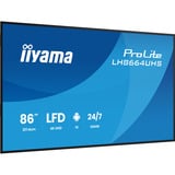 iiyama ProLite LH8664UHS-B3AG 85.6" 4K Ultra HD Public Display Zwart (mat), HDMI, USB-C, Audio, WiFI 5, LAN, Android 14