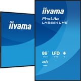 iiyama ProLite LH8664UHS-B3AG 85.6" 4K Ultra HD Public Display Zwart (mat), HDMI, USB-C, Audio, WiFI 5, LAN, Android 14