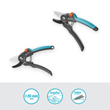 GARDENA Snoeischaar PremiumCut voor droog hout Grijs/turquoise, aambeeldsnede, 20 mm snoeidiameter