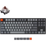 Keychron K8-O3, toetsenbord Zwart/grijs, US lay-out, Gateron Optical Brown, white leds, TKL ABS, Bluetooth 5.1