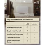 Mill Steel WiFi paneelverwarming PA700WIFI4, 700 Watt convector Wit, wifi 2,4 GHz (wifi 6), Bluetooth 5.2, Zigbee 3.0 + App