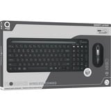 Qware Florence Draadloze Combo, desktopset Zwart, EU lay-out (QWERTY), Scissor switches, 1200 DPI, TKL, 2,4 GHz USB | Bluetooth