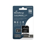 MediaRange microSDHC 4 GB geheugenkaart Zwart, Class 10, incl. SD-Adapter