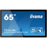 iiyama Prolite TF6539UHSC-B1AG 65" 4K Ultra HD Public Display Zwart, 4K UHD, VGA, HDMI, DisplayPort, Audio, Touch